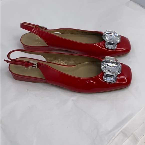 Stuart Weitzman Sz 6.5 Red Patent Leather Flats - Picture 4 of 12